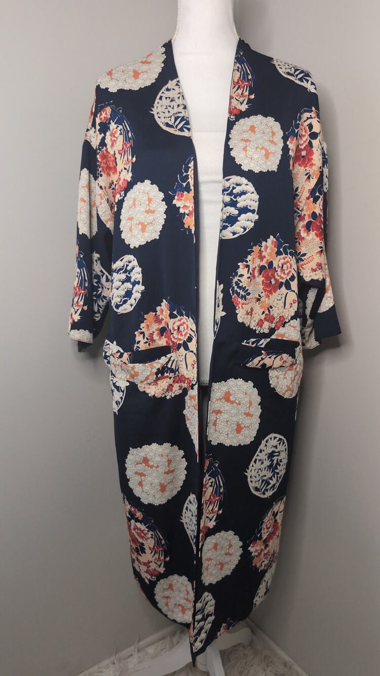 ZARA TRF Floral Long Kimono Duster Cardigan S-M